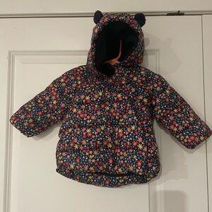 GAP Kids Floral Puffer Jacket with Hood 6-12m